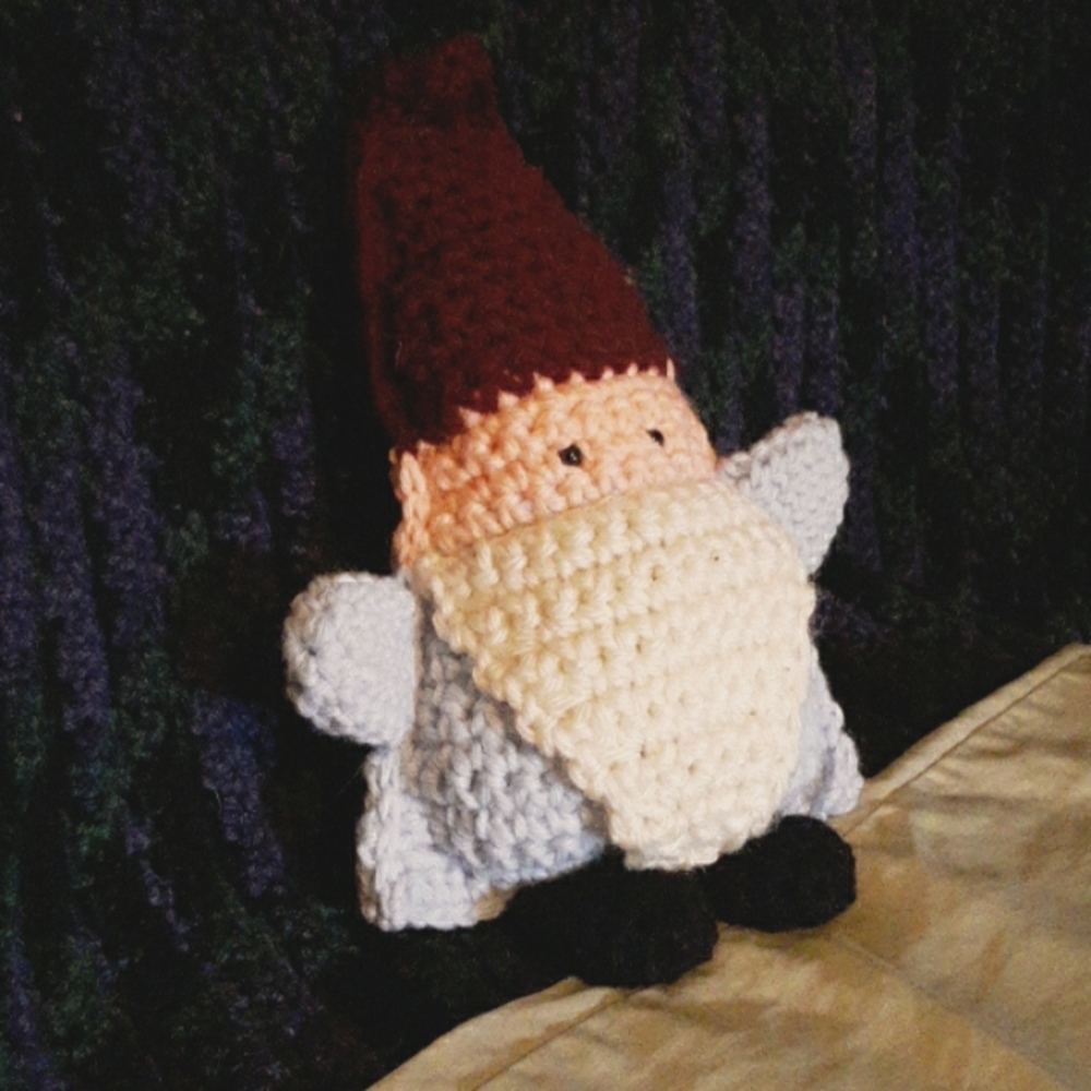 Hand-made crochet gnome toy